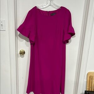 Magenta Ruffle Sleeve Dress